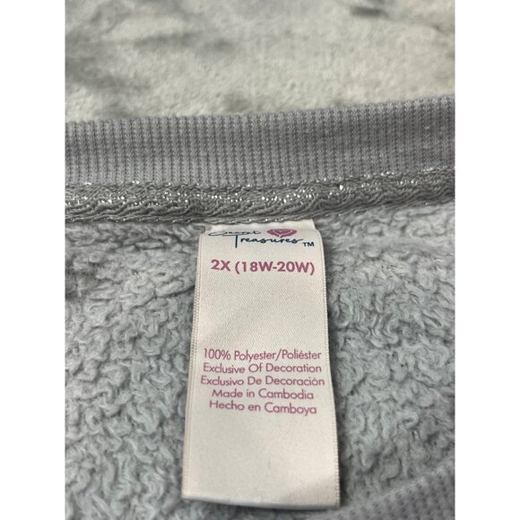 Secret Treasures "Time To Relax" Womens 2X Grey Plush Sweatshirt Sweater - Picture 4 of 10